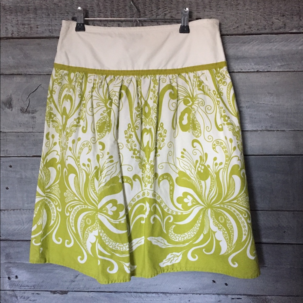 J. Crew Green and White A-Line Summer Skirt, sz 0
